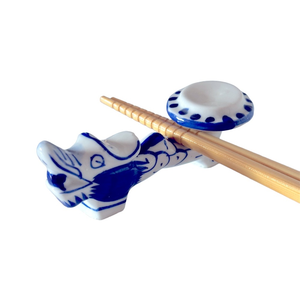 Vintage Blue White Dragon Porcelain Calligraphy Paint Brush Pot Rest Asian